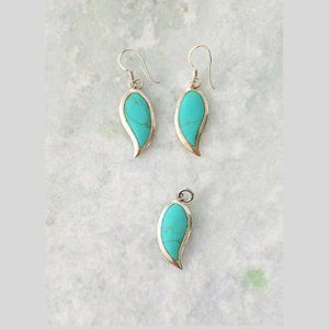 Turquoise Stone in Sterling Silver Set